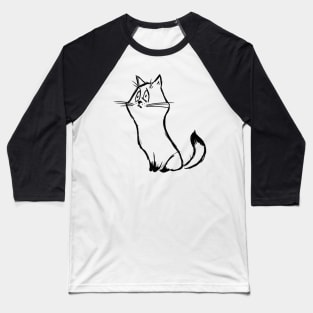 Sad Kitty Original Sketch Art Baseball T-Shirt